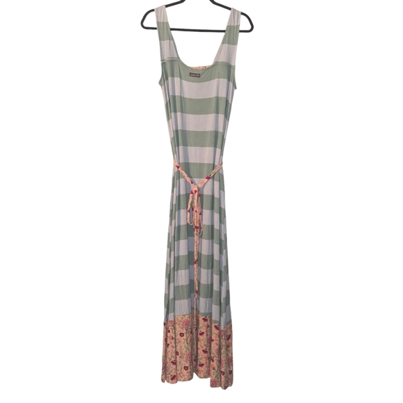 NWT Matilda Jane Seaside Stripe Floral Print Tie Belted Sleeveless Maxi Dress - Picture 7 of 11